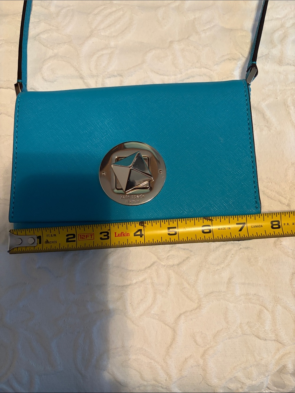 Kate Spade Teal Crossbody Shoulder Bag with Gold Clasp - Picture 10 of 13